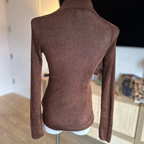 COS Brown Metallic Ribbed Knit Top - Picture 3 of 6